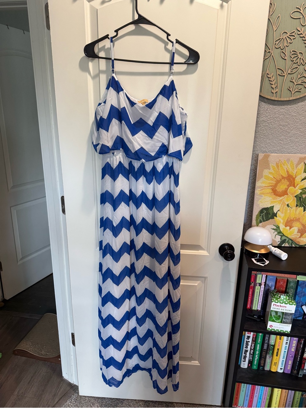 Takara Blue and White Chevron Maxi Sundress